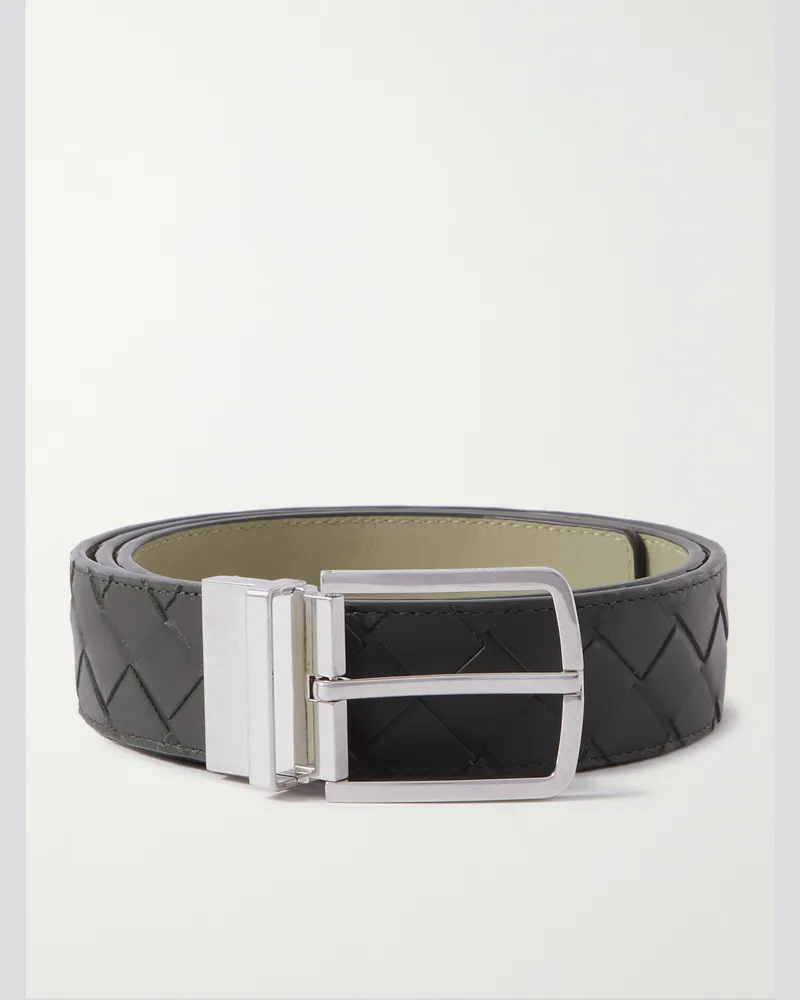 Bottega Veneta 3.5cm Reversible Intrecciato Leather Belt Green