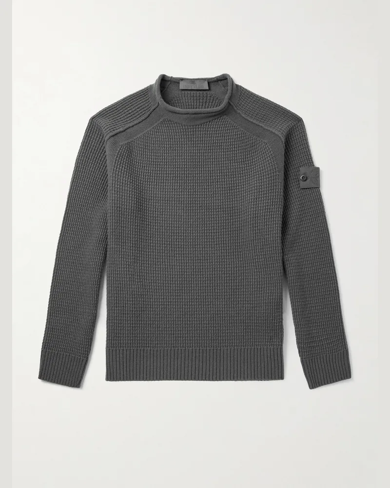 Stone Island Ghost Pullover aus Schurwolle in Waffelstrick Grau