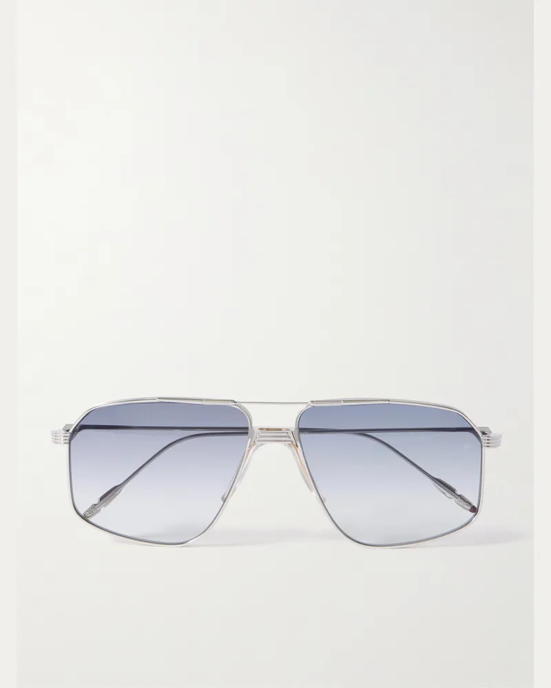 Jacques Marie Mage Jagger Pilotensonnenbrille aus silberfarbenem Beta-Titan Silber