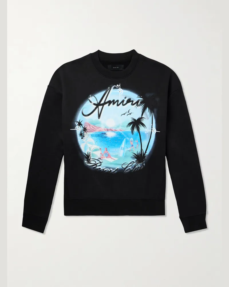 Amiri Oversized Sweatshirt aus Baumwoll-Jersey mit Kristallen und Print Schwarz