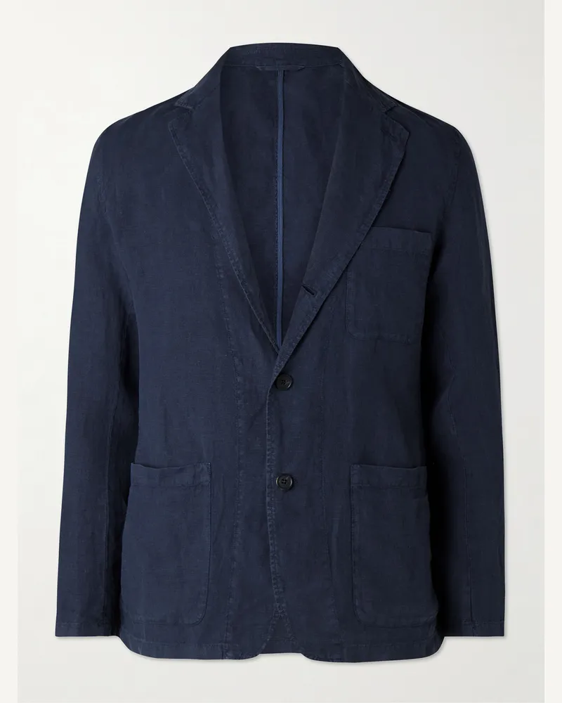 Hartford Jobby Pat Linen Suit Jacket Blue