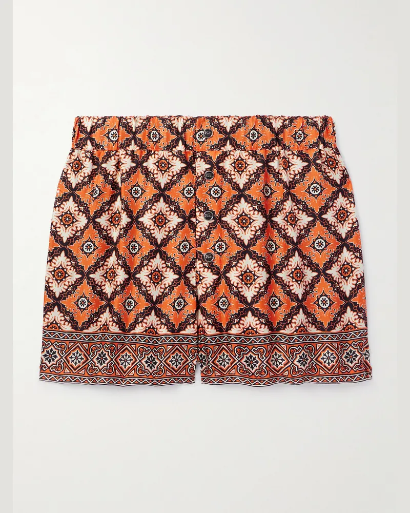 Etro Weit geschnittene Shorts aus bedrucktem Seiden-Twill Orange