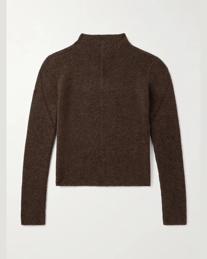 Rick Owens Slim-Fit Ribbed-Knit Sweater Brown