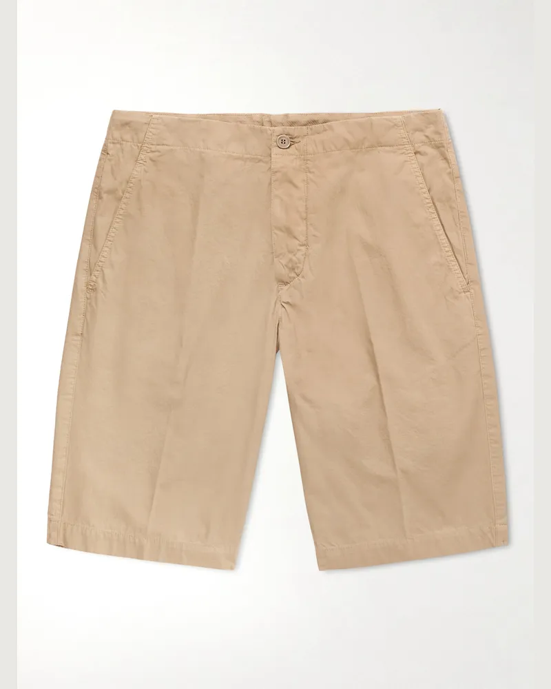ASPESI Straight-Leg Garment-Dyed Cotton Bermuda Shorts Neutrals