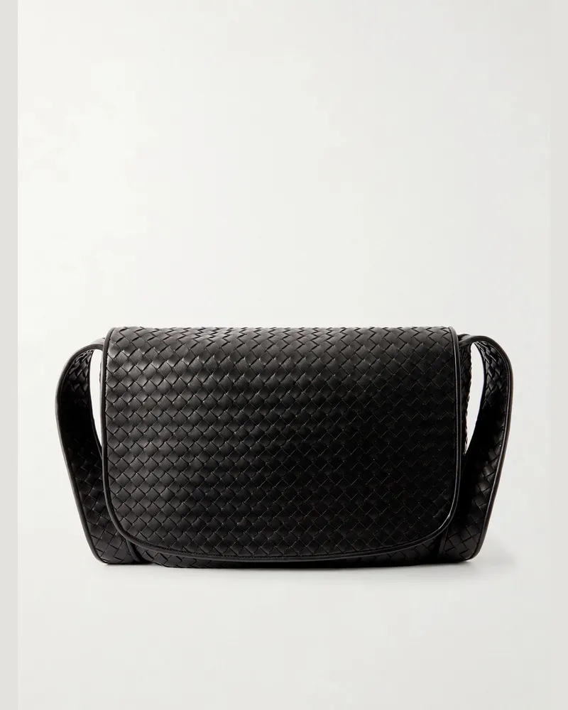 Bottega Veneta Intrecciato messenger leather bag Black