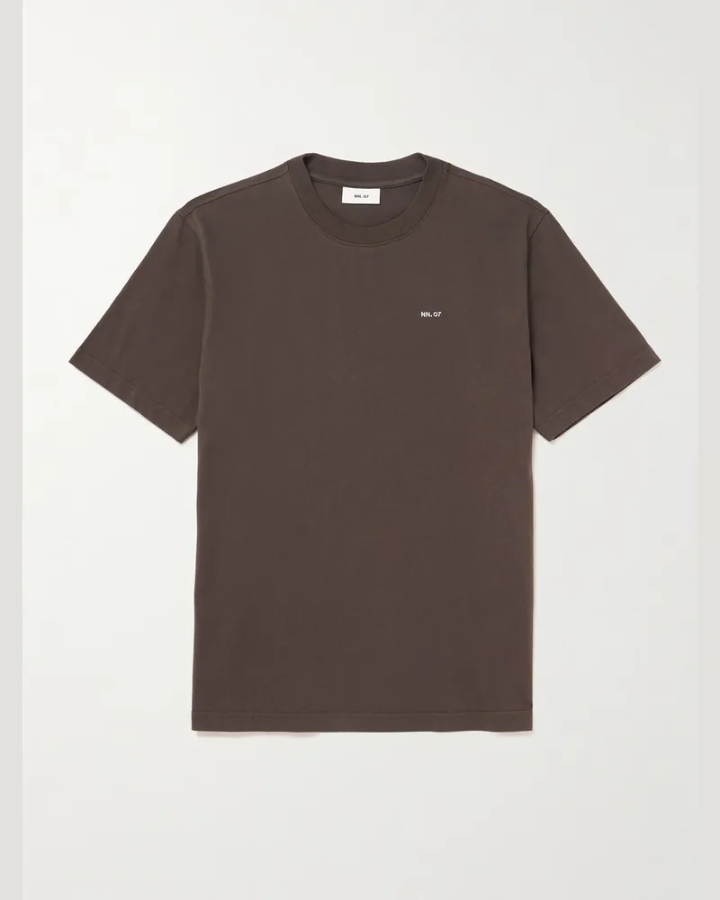 NN 07 Adam 3209 T-Shirt aus Pima-Baumwoll-Jersey mit Logostickerei Braun