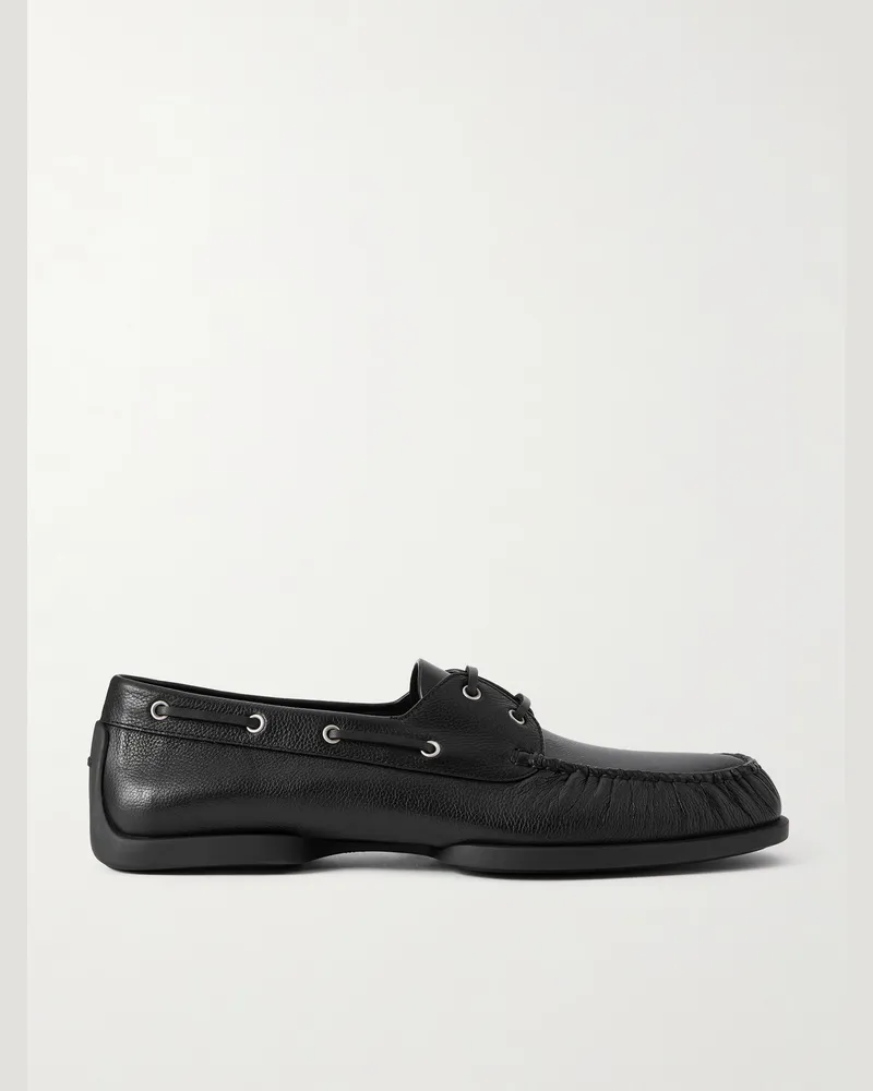 Jil Sander Leather Boat Shoes Black