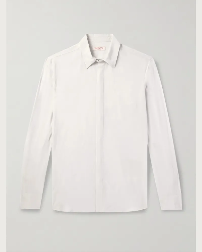 Valentino Garavani Schmal geschnittenes Hemd aus Crêpe de Chine aus Seide Weiß