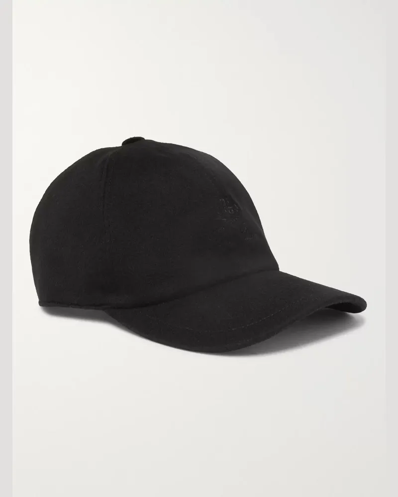 Loro Piana Baseballkappe aus Storm-System®-Kaschmir mit Logostickerei Schwarz