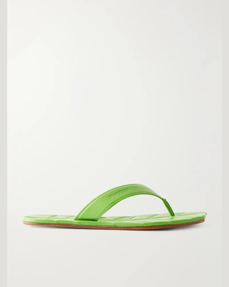 J.W.Anderson Leaf Logo-Debossed Leather Sandals Green