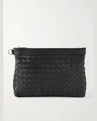 Bottega Veneta Hydrology Intrecciato Leather Pouch Schwarz