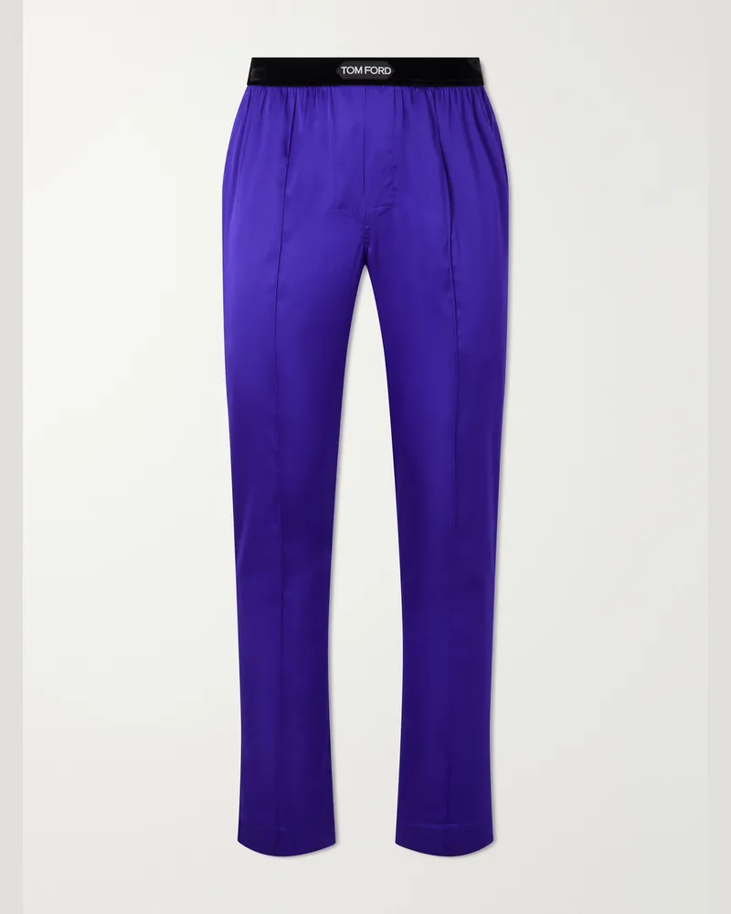 Tom Ford Silk-Blend Satin Pyjama Trousers Purple