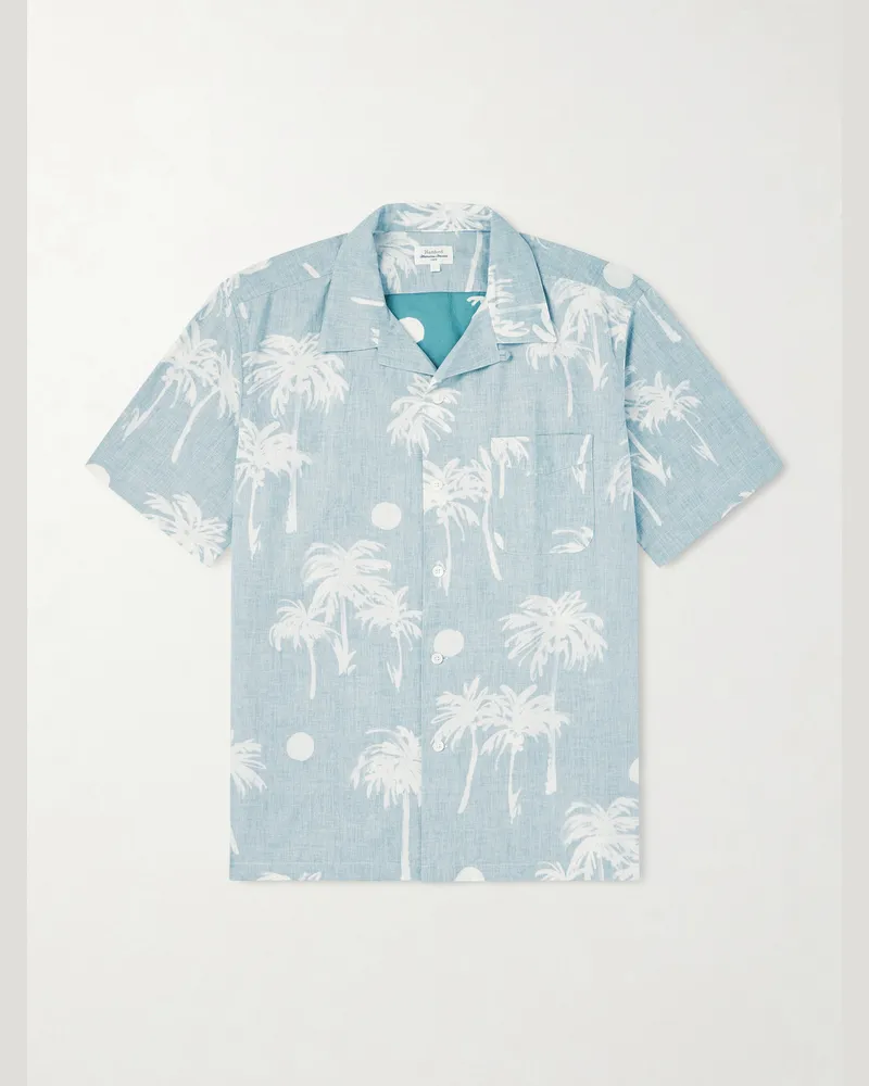 Hartford New Palmito Convertible-Collar Printed Cotton Shirt Green