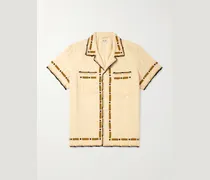 Ryegrass Camp-Collar Embellished Cotton-Twill Shirt