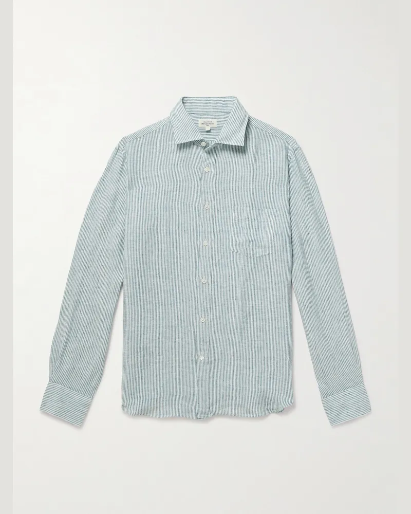 Hartford Paul gestreiftes Hemd aus Leinen Grün