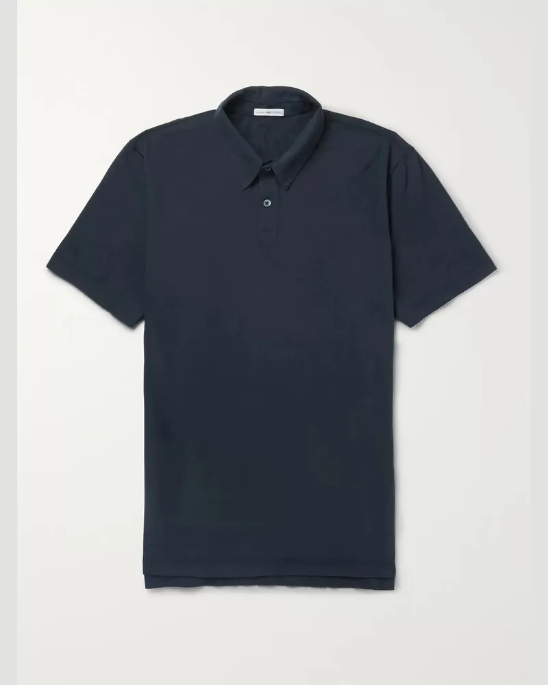 James Perse Supima Cotton-Jersey Polo Shirt Blue