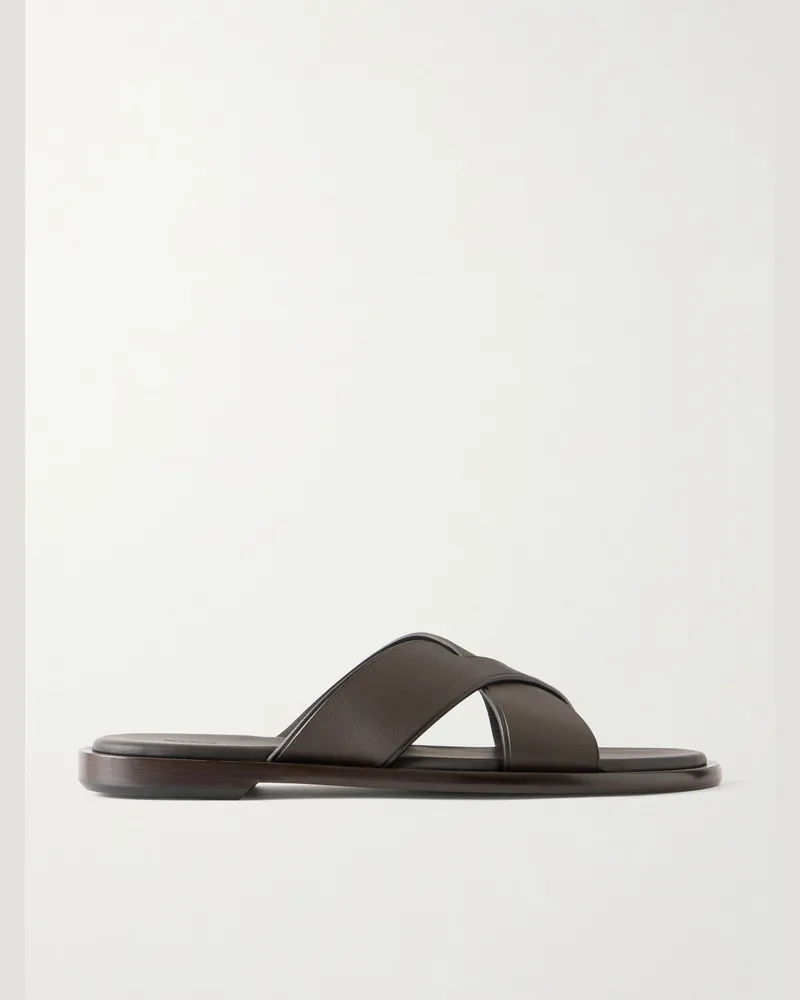 Ermenegildo Zegna Leather Sandals Brown