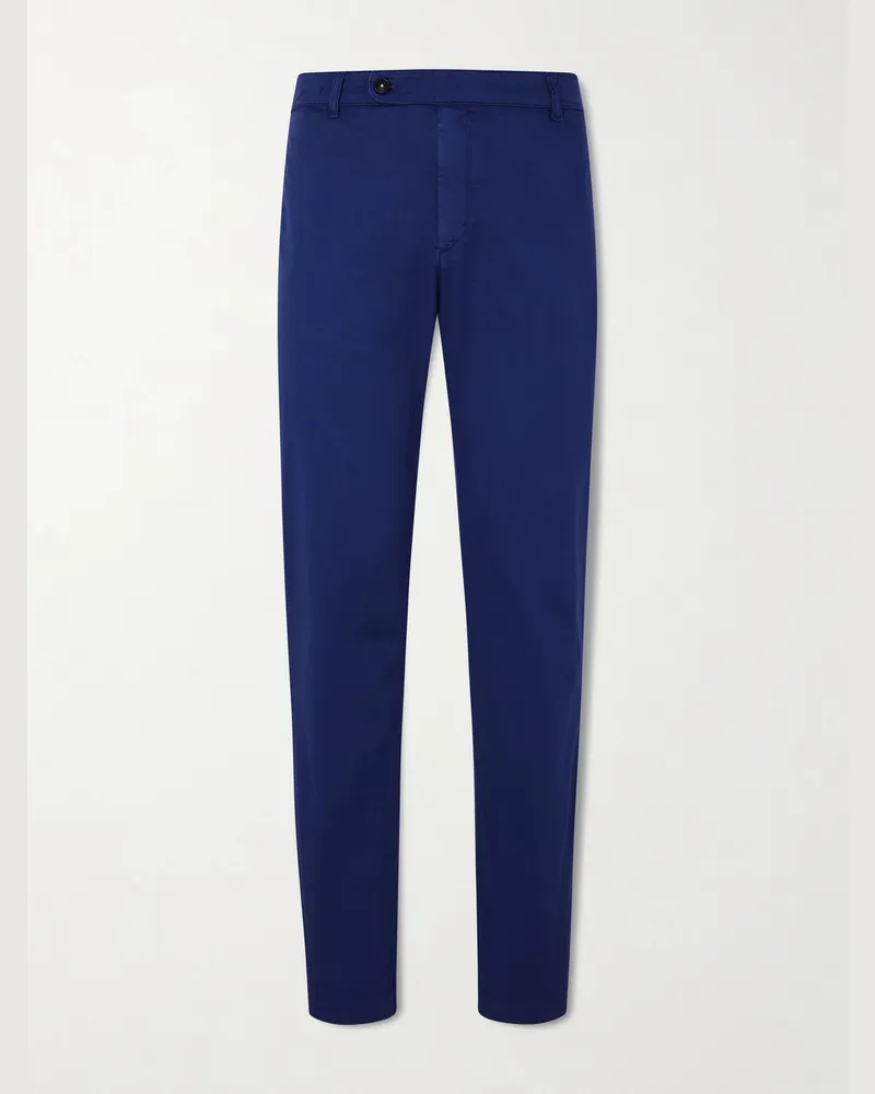 Massimo Alba Straight-Leg Cotton-Blend Trousers Blue