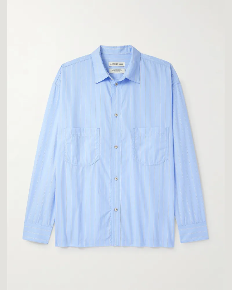A Kind Of Guise Telmen gestreiftes Hemd aus Biobaumwollpopeline Blau