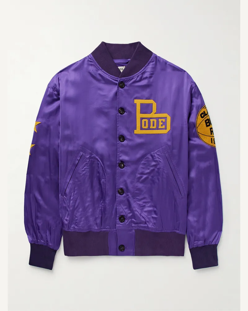 BODE Athlete's Rally Bomberjacke aus Satin mit Stickerei und Applikationen Lila