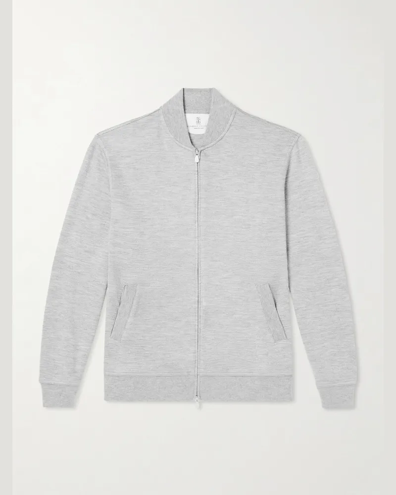 Brunello Cucinelli Sweatshirt-Jacke aus einer Kaschmirmischung Grau