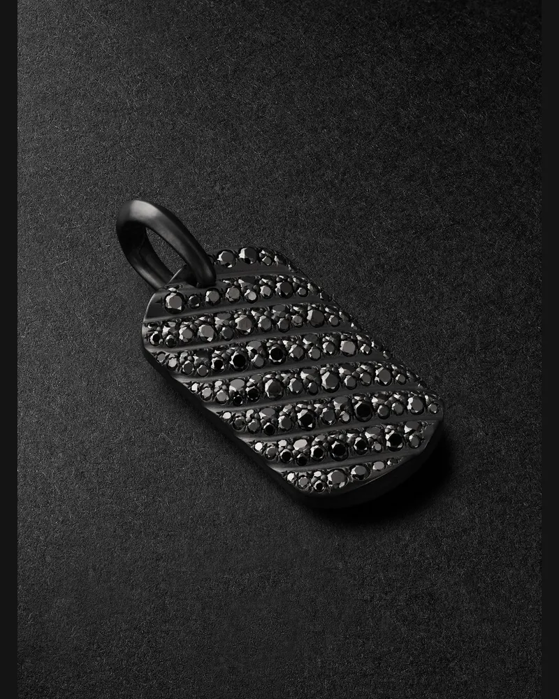 David Yurman Chevron Titanium Diamond Pendant Black
