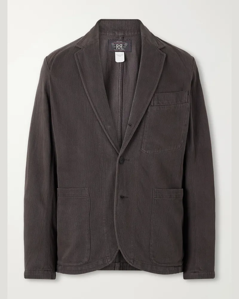 RRL Herringbone Cotton Blazer Gray