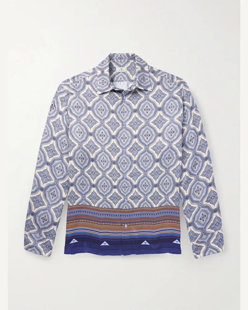 Etro Hemd aus Satin mit Paisley-Print Blau