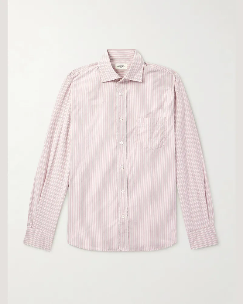 Hartford Paul Hemd aus gestreifter Baumwollpopeline Pink