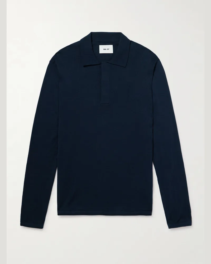 NN 07 Sammy 60047 Cotton and Silk-Blend Polo Shirt Blue