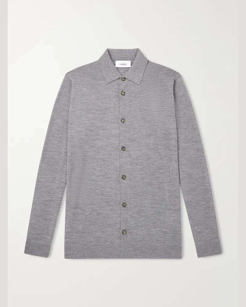LARDINI Virgin Wool Polo Shirt Gray