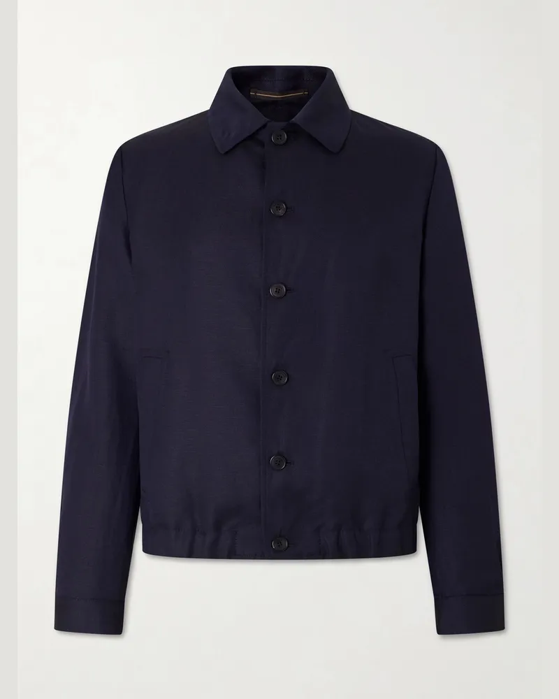 Slowear Bomberjacke aus einer Woll-Leinenmischung Blau