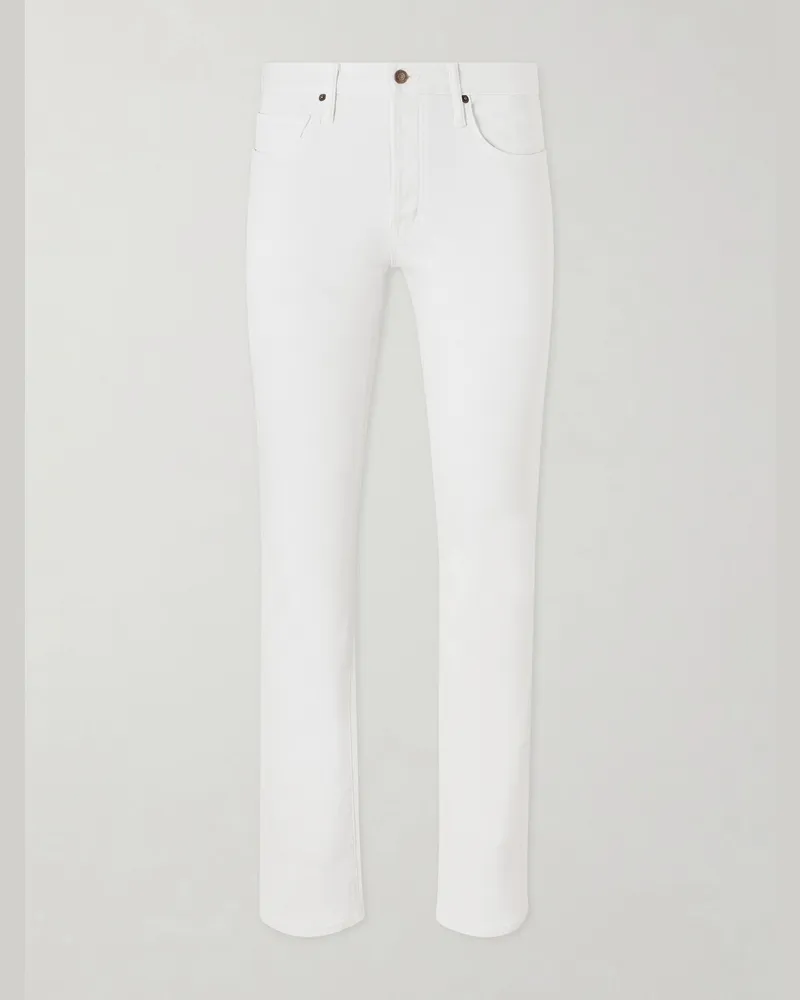 Tom Ford Slim-Fit Straight-Leg Cotton-Blend Corduroy Trousers White