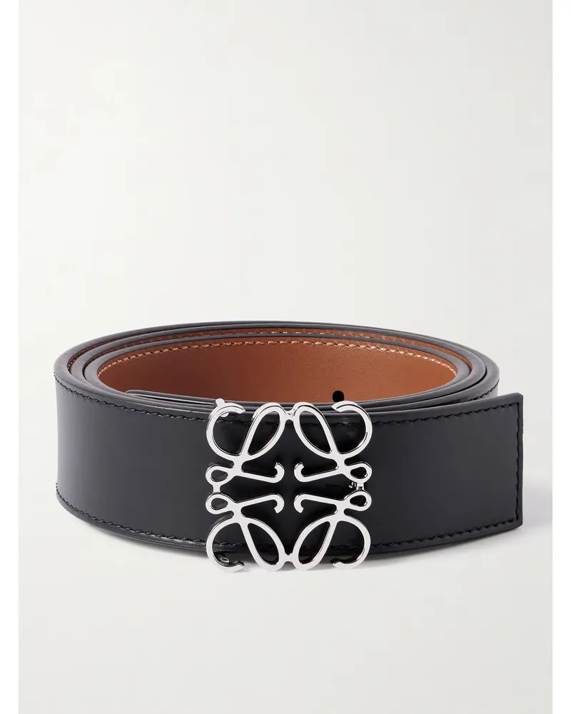 Loewe Anagram wendbarer Ledergürtel, 3,5 cm Schwarz