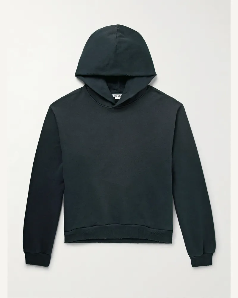 Acne Studios Franziska Hoodie aus Jersey aus einer Baumwollmischung mit Logoprint in Stückfärbung und Distressed-Optik Schwarz