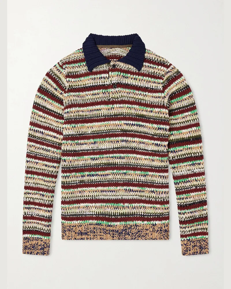 Sacai Strickpullover aus einer Baumwollmischung mit Polokragen Neutral