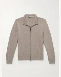 Canali Schmal geschnittener Cardigan aus einer Woll-Kaschmirmischung mit Reißverschluss Neutral