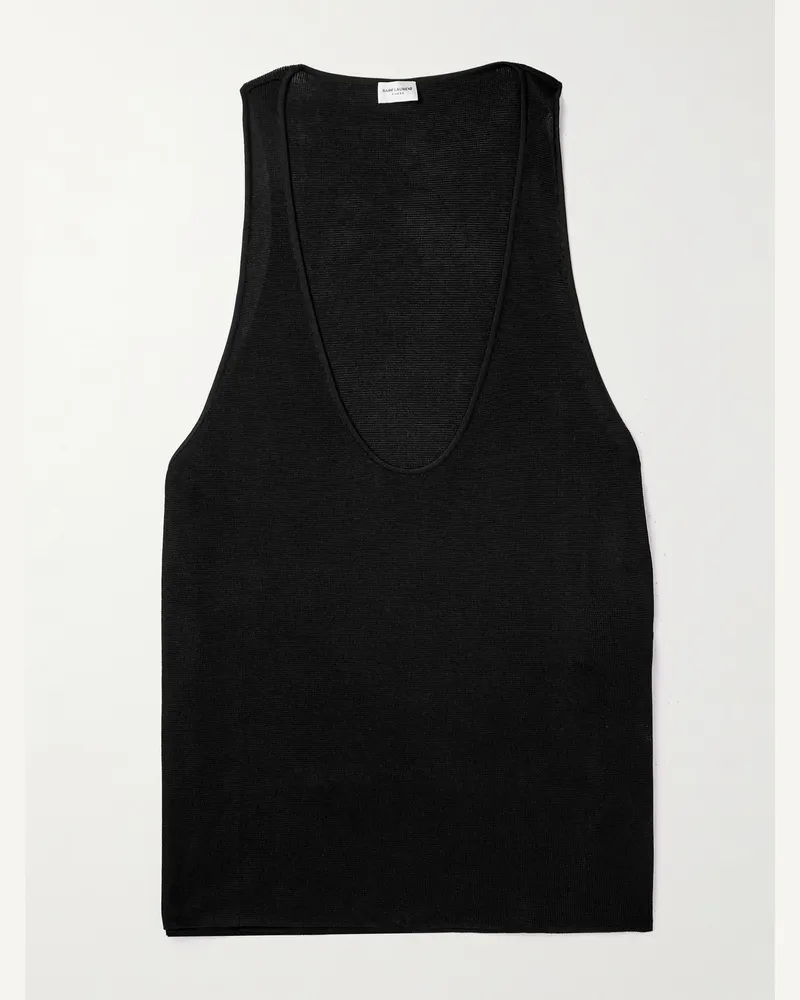 Saint Laurent Tanktop Aus Strick Schwarz