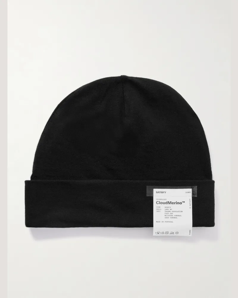 Satisfy Beanie aus CloudMerino™-Material Schwarz
