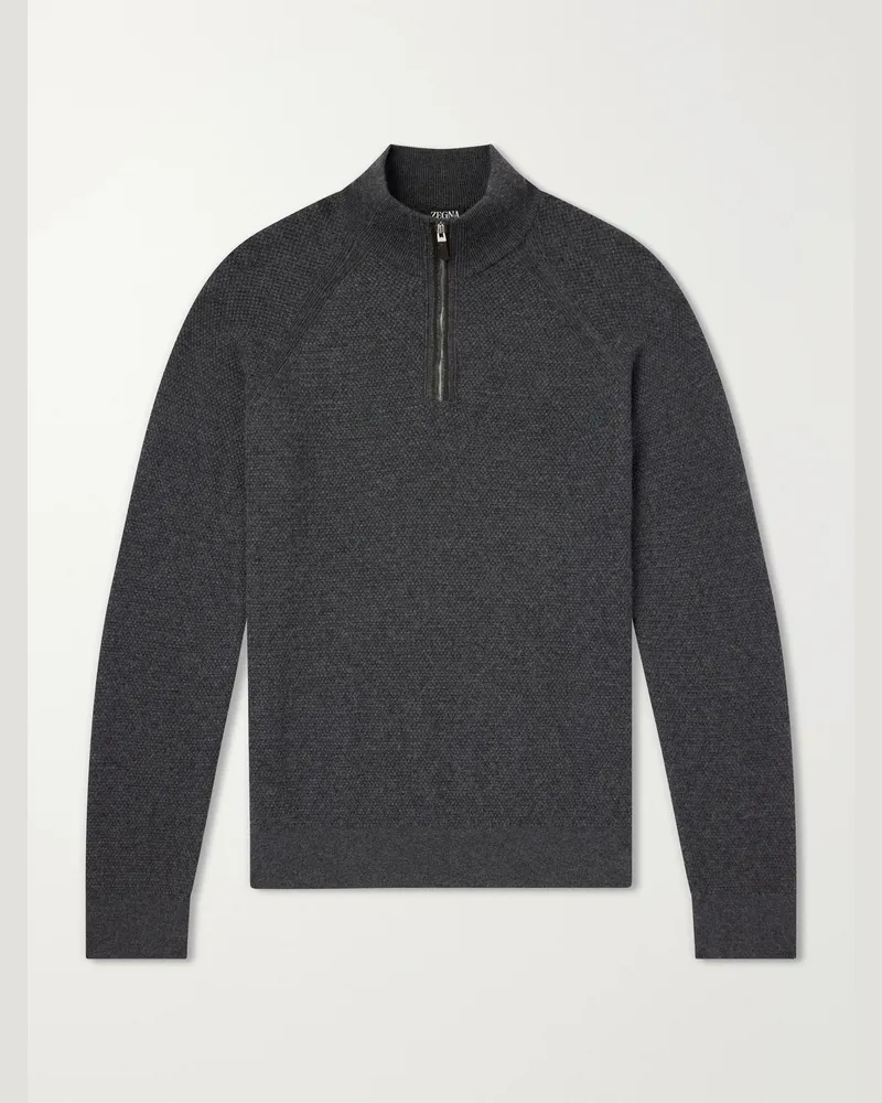 Ermenegildo Zegna Oasi Cashmere Half-Zip Sweater Gray
