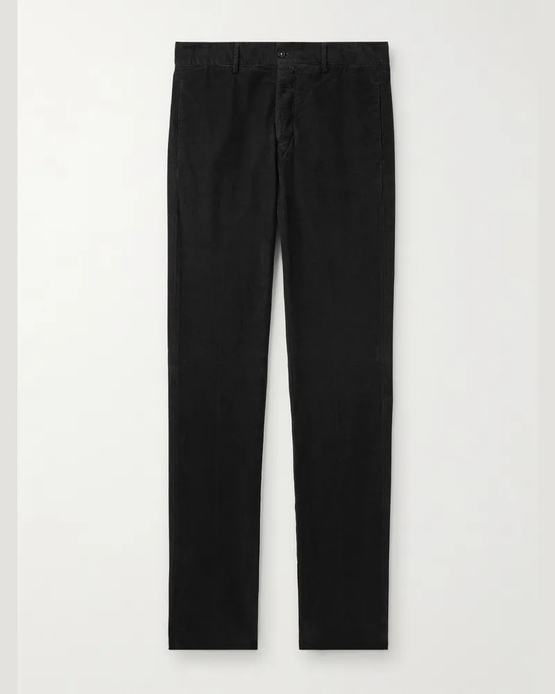 Massimo Alba Gerade geschnittene Hose aus Baumwollcord Schwarz