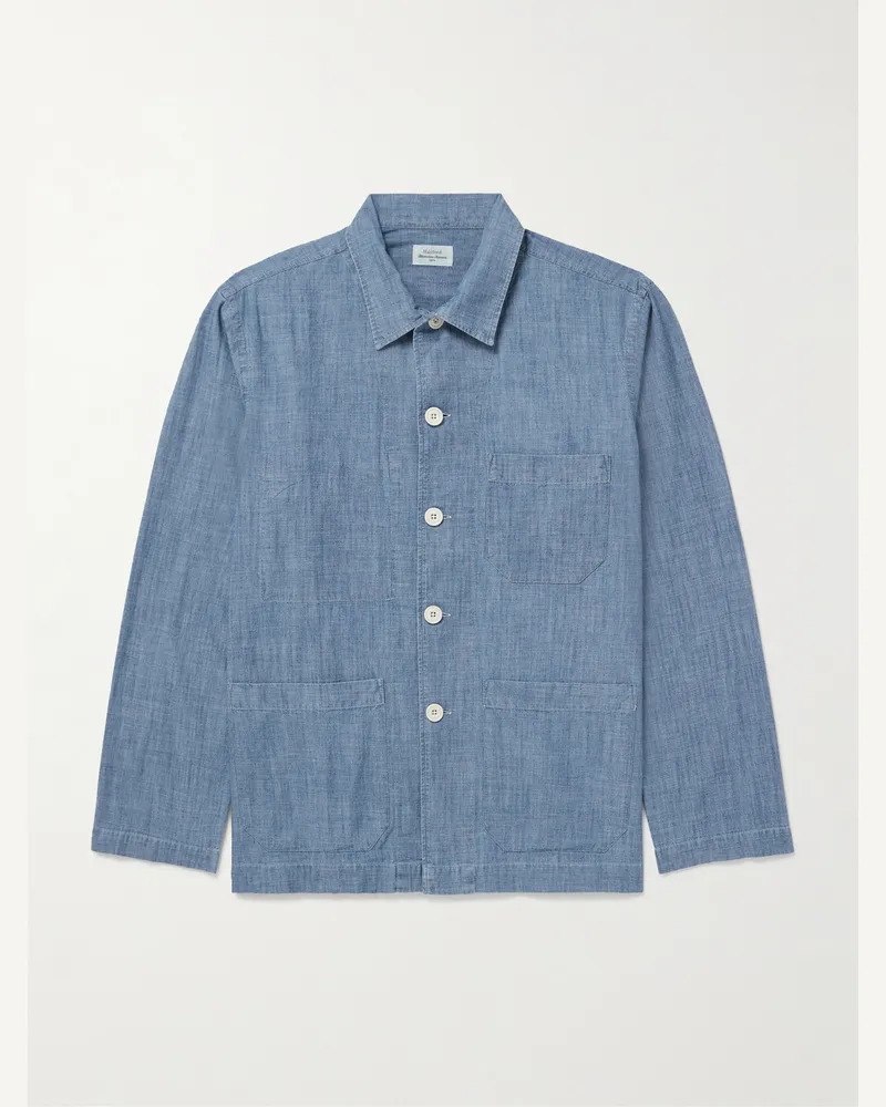 Hartford Perry Hemdjacke aus Baumwoll-Chambray Blau