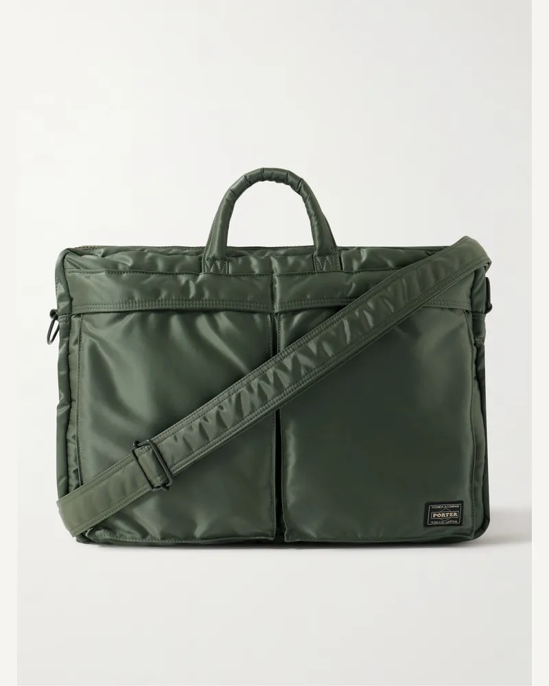 PORTER-YOSHIDA & CO Tanker 2Way Nylon-Twill Briefcase Green