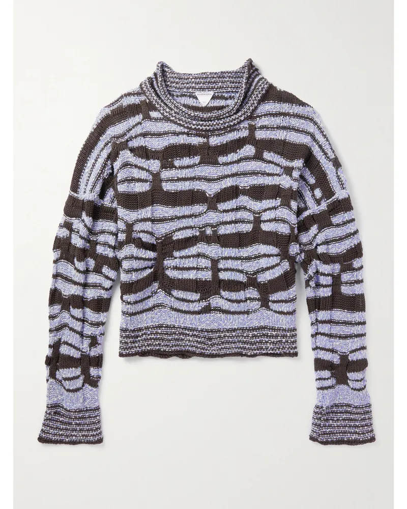 Bottega Veneta Pullover aus Jacquard-Strick aus Baumwolle Blau