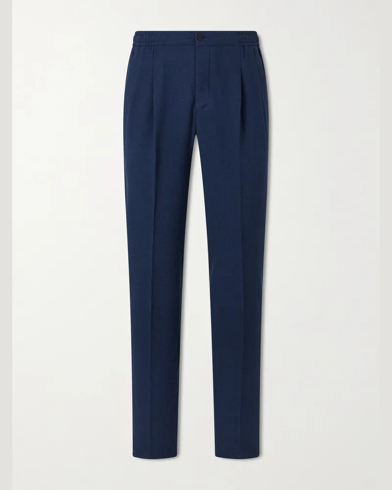 Rubinacci Straight-Leg Linen Trousers Blue