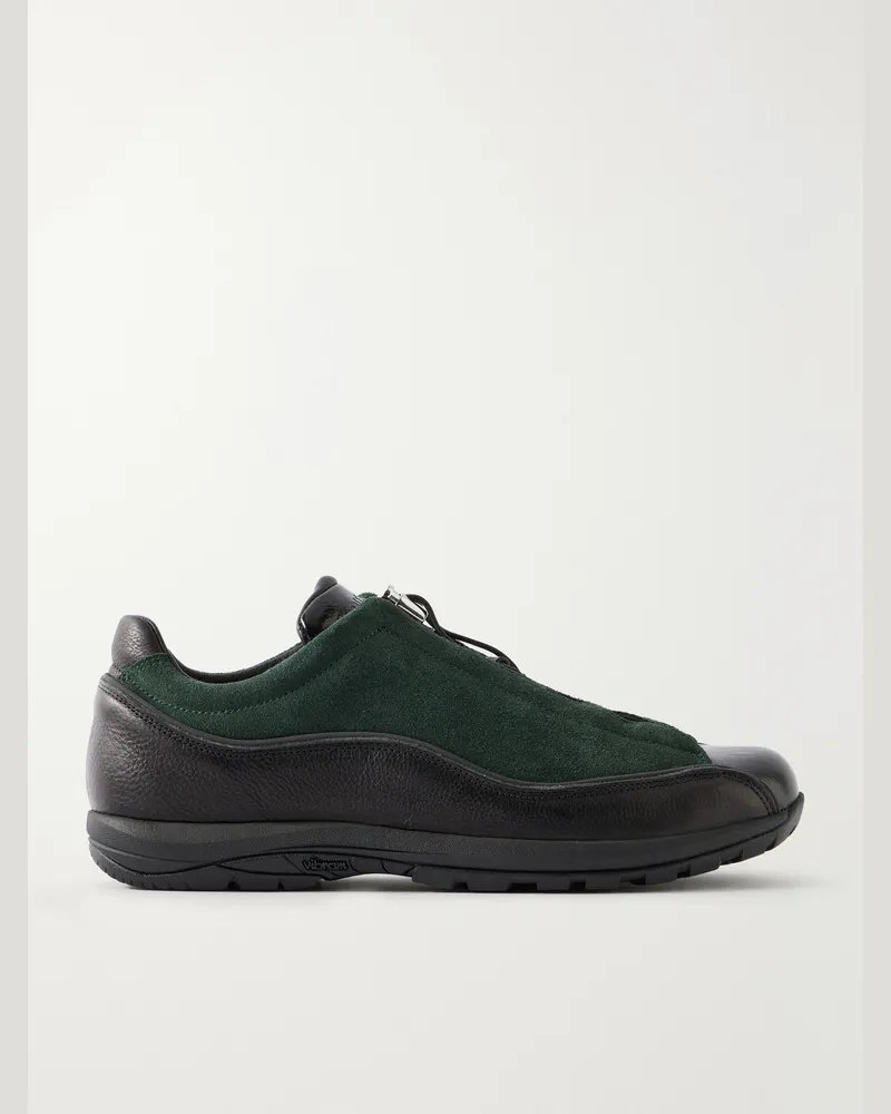 Diemme Licata Leather-Trimmed Suede Sneakers Green