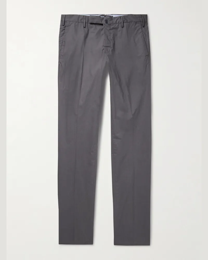 Incotex Venezia 1951 schmal geschnittene Hose aus Popeline aus einer Baumwollmischung Grau