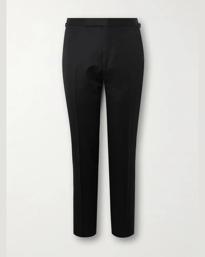 Tom Ford Shelton Slim-Fit Tapered Grain de Poudre Wool and Mohair-Blend Suit Trousers Black