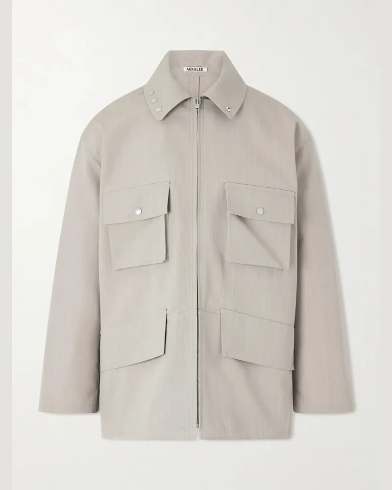 AURALEE Wool-Canvas Blouson Jacket Neutrals