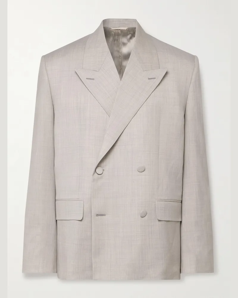 Givenchy Double-Breasted Wool-Twill Blazer Gray